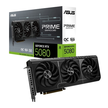 Attēls no Graphics Card|ASUS|NVIDIA GeForce RTX 5080|16 GB|GDDR7|256 bit|PCIE 5.0 16x|1xHDMI|3xDisplayPort|PRIME-RTX5080-O16G