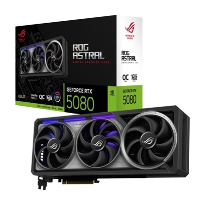 Picture of Graphics Card|ASUS|NVIDIA GeForce RTX 5080|16 GB|GDDR7|256 bit|PCIE 5.0 16x|Triple slot Fansink|2xHDMI|3xDisplayPort|ASTRAL-RTX5080-O16G-GAM