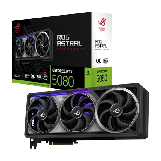 Picture of Graphics Card|ASUS|NVIDIA GeForce RTX 5080|16 GB|GDDR7|256 bit|PCIE 5.0 16x|Triple slot Fansink|2xHDMI|3xDisplayPort|ASTRAL-RTX5080-O16G-GAM