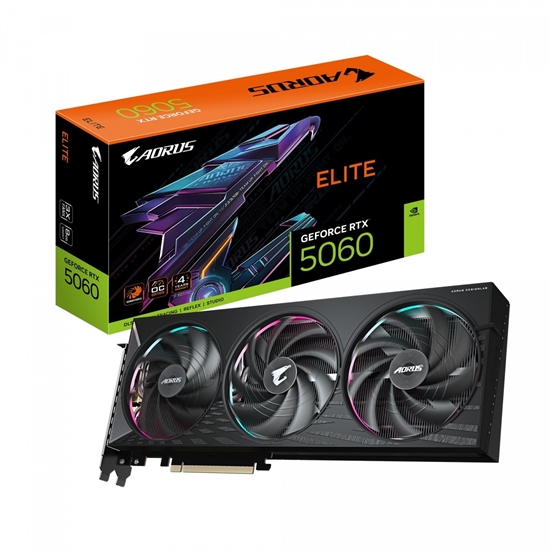 Picture of Graphics Card|GIGABYTE|NVIDIA GeForce RTX 5060|8 GB|GDDR7|128 bit|PCIE 5.0 16x|GPU 2722 MHz|Dual Slot Fansink|1xHDMI|3xDisplayPort|GV-N5060AORUSE-8GD
