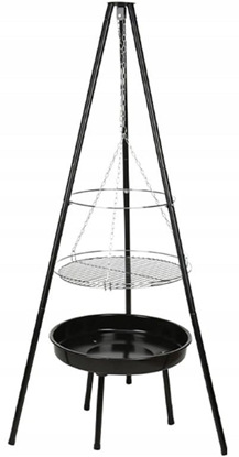 Attēls no Grill wiszcy z paleniskiem 52cm Stalowy czarny z rusztem chromowanym