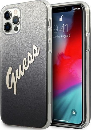 Picture of Guess Etui Guess GUHCP12LPCUGLSBK Apple iPhone 12 Pro Max czarny/black hardcase Glitter Gradient Script