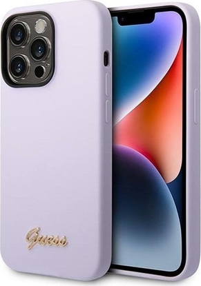 Attēls no Guess Etui Guess GUHCP14LSLSMU Apple iPhone 14 Pro fioletowy/purple hard case Silicone Vintage Gold Logo