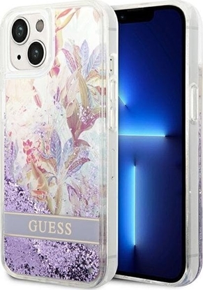 Attēls no Guess Etui Guess GUHCP14MLFLSU Apple iPhone 14 Plus fioletowy/purple hardcase Flower Liquid Glitter