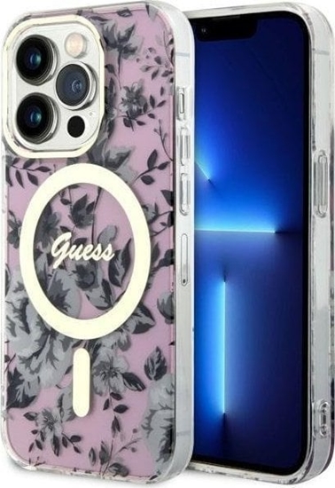 Picture of Guess Etui Guess GUHMP14LHCFWSP Apple iPhone 14 Pro róowy/pink hardcase Flower MagSafe
