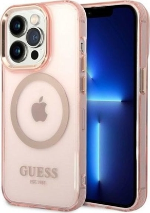 Attēls no Guess Etui Guess GUHMP14LHTCMP Apple iPhone 14 Pro róowy/pink hard case Gold Outline Translucent MagSafe