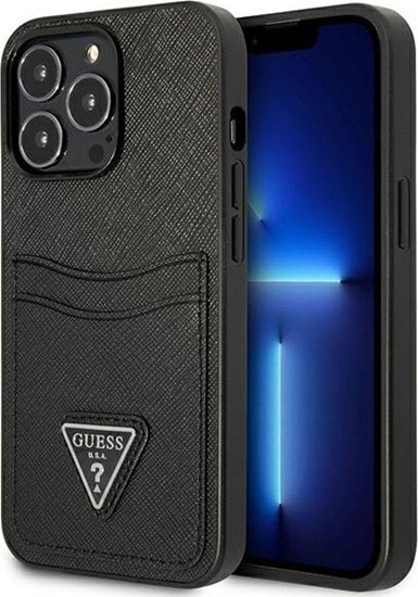 Изображение Guess GUHCP13LPSATPK iPhone 13 Pro / 13 6,1" czarny/black hardcase SaffianoTriangle Logo Cardslot