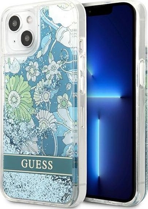 Attēls no Guess Guess GUHCP13SLFLSN iPhone 13 mini 5,4" zielony/green hardcase Flower Liquid Glitter