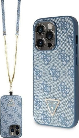 Изображение Guess Guess GUHCP14LP4TDSCPB iPhone 14 Pro 6.1" niebieski/blue hardcase Crossbody 4G Metal Logo