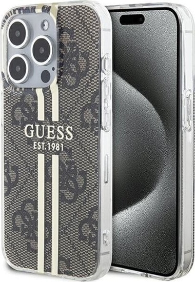 Изображение Guess Guess GUHCP15LH4PSEGW iPhone 15 Pro 6.1" brzowy/brown hardcase IML 4G Gold Stripe