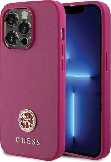 Picture of Guess GUHCP15LPS4DGPP iPhone 15 Pro 6.1" róowy/pink hardcase Strass Metal Logo