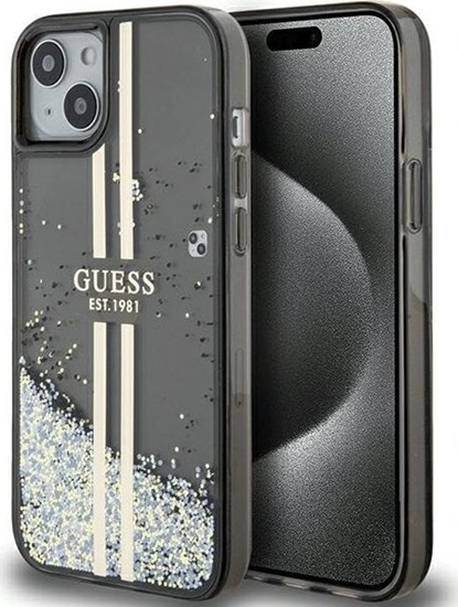 Picture of Guess Guess GUHCP15MLFCSEGK iPhone 15 Plus / 14 Plus 6.7" czarny/black hardcase Liquid Glitter Gold Stripes
