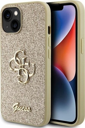 Attēls no Guess GUHCP15SHG4SGD iPhone 15 6.1" zoty/gold hardcase Glitter Script Big 4G