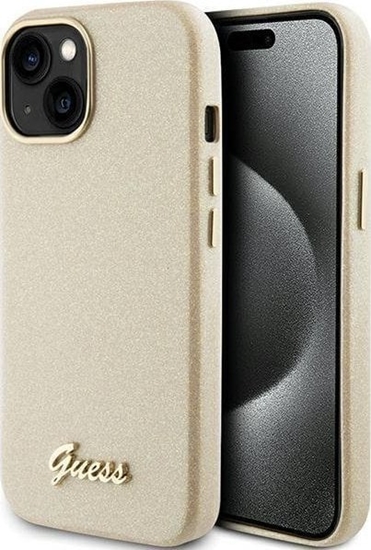 Picture of Guess Guess GUHCP15SPGMCSD iPhone 15 6.1" zoty/light gold hardcase Glitter Glossy Script