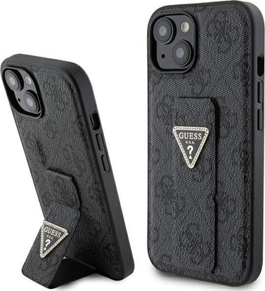 Attēls no Guess GUHCP15SPGS4TDK iPhone 15 6.1" czarny/black hardcase Grip Stand 4G Triangle Strass