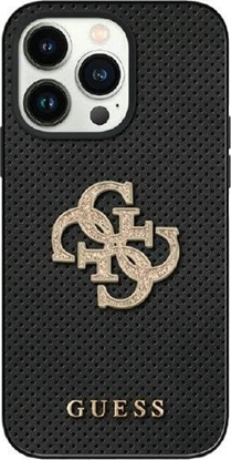 Attēls no Guess GUHCP15SPSP4LGK iPhone 15 6.1" czarny/black hardcase Leather Perforated 4G Glitter Logo