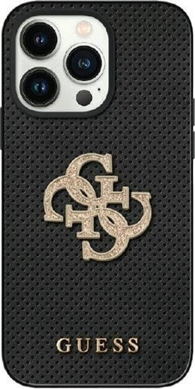 Picture of Guess Guess GUHCP15SPSP4LGK iPhone 15 6.1" czarny/black hardcase Leather Perforated 4G Glitter Logo