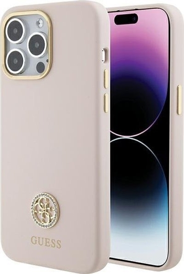 Picture of Guess Guess GUHCP15XM4DGPP iPhone 15 Pro Max 6.7" róowy/pink hardcase Silicone Logo Strass 4G