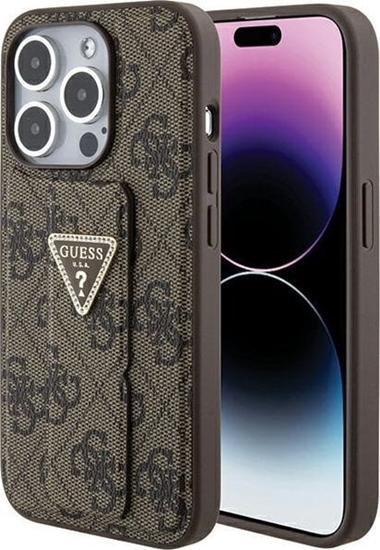 Picture of Guess GUHCP15XPGS4TDW iPhone 15 Pro Max 6.7" brzowy hardcase Grip Stand 4G Triangle Strass