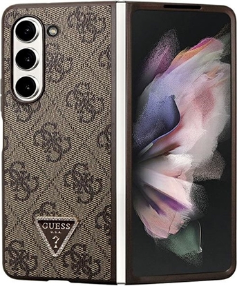 Attēls no Guess GUHCZFD5P4TDPW F946 Z Fold5 brzowy/brown hardcase Leather 4G Triangle Strass