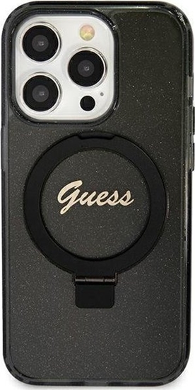 Picture of Guess Guess GUHMN61HRSGSK iPhone 11 / Xr 6.1" czarny/black hardcase Ring Stand Script Glitter MagSafe