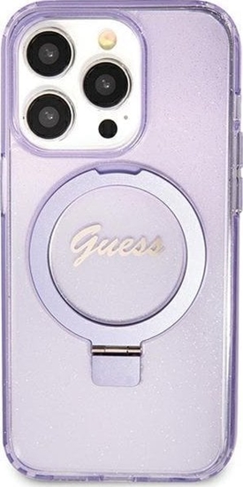 Picture of Guess Guess GUHMN61HRSGSU iPhone 11 / Xr 6.1" fioletowy/purple hardcase Ring Stand Script Glitter MagSafe