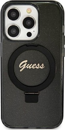 Picture of Guess Guess GUHMP12MHRSGSK iPhone 12/12 Pro 6.1" czarny/black hardcase Ring Stand Script Glitter MagSafe