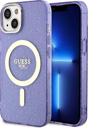 Attēls no Guess Guess Glitter Gold MagSafe - Etui iPhone 14 (Purpurowy)