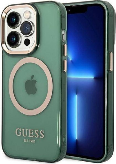 Picture of Guess Guess GUHMP14XHTCMA iPhone 14 Pro Max 6,7" zielony/khaki hard case Gold Outline Translucent MagSafe