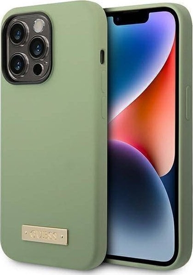 Picture of Guess Guess GUHMP14XSBPLA iPhone 14 Pro Max 6.7" zielony/khaki hard case Silicone Logo Plate MagSafe