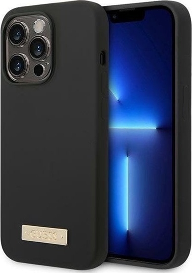 Picture of Guess Guess GUHMP14XSBPLK iPhone 14 Pro Max 6,7" czarny/black hard case Silicone Logo Plate MagSafe NoSize