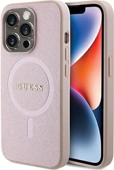 Picture of Guess Guess GUHMP15LPSAHMCP iPhone 15 Pro 6.1" róowy/pink hardcase Saffiano MagSafe