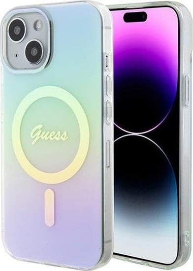 Picture of Guess Guess GUHMP15SHITSQ iPhone 15 6.1" turkusowy/turquoise hardcase IML Iridescent MagSafe