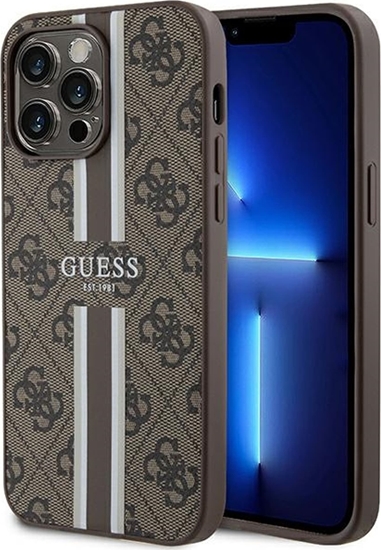 Picture of Guess GUHMP15XP4RPSW iPhone 15 Pro Max 6.7" brzowy hardcase 4G Printed Stripes MagSafe