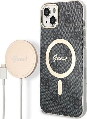 Изображение Guess Zestaw Guess GUBPP14MH4EACSK Case+ Charger iPhone 14 Plus 6,7" czarny/black hard case 4G Print MagSafe NoSize