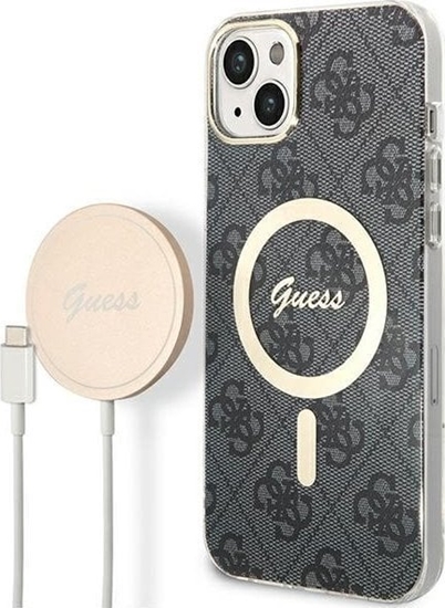 Изображение Guess Zestaw Guess GUBPP14MH4EACSK Case+ Charger iPhone 14 Plus 6,7" czarny/black hard case 4G Print MagSafe NoSize