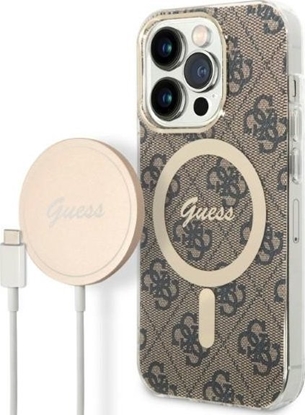 Attēls no Guess Zestaw Guess GUBPP14XH4EACSW Case+ Charger iPhone 14 Pro Max 6,7" brzowy/brown hard case 4G Print MagSafe NoSize