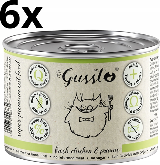 Picture of GUSSTO pusz.200g FRESH CHICKEN & PRAWNS    /6 Pokarm dla kota z KURCZAKIEM I KREWETKAMI
