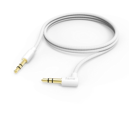 Изображение Kabel Hama Hama Aux kabelis  3 5 mm - 3 5 mm  90 degrees  lenka spraudnis  1 m  balta - Vads