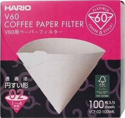 Attēls no Hario Hario - Filtry papierowe biae - V60-02 - 100 Sztuk