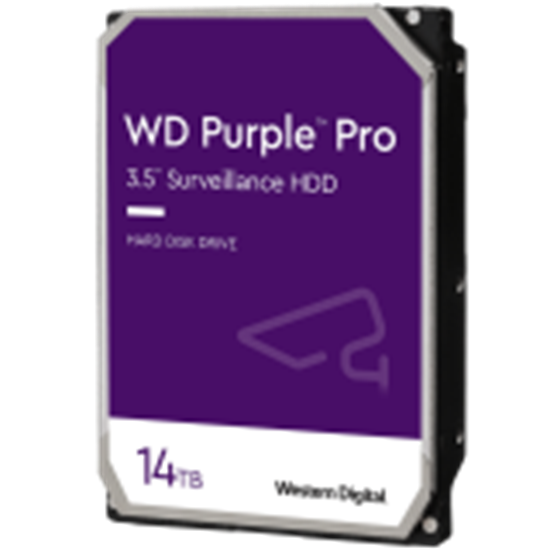 Изображение HDD|WESTERN DIGITAL|Purple|14TB|SATA|512 MB|7200 rpm|3,5"|WD142PURP