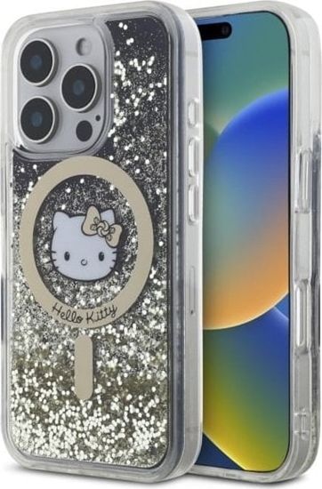 Изображение HelloKitty Hello Kitty HKHMP16XLGDIK iPhone 16 Pro   Max 6.9" czarny zoty/black gold hardcase Liquid Glitter Fever MagSafe