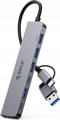 Attēls no Orico Orico YSA7-U3 USB-A/USB-C Hub Docking Station 4x USB-A 2.0 + 1x USB-A 3.0 + 2x USB-C 2.0 - Gray
