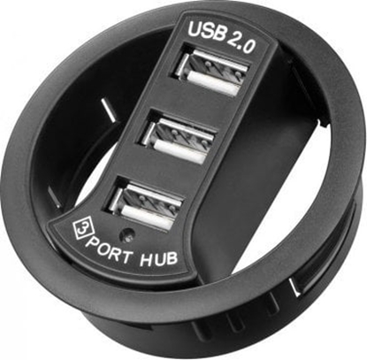 Attēls no HUB USB Goobay 3-portowy koncentrator USB 2.0 Hi-Speed In-Desk/rozdzielacz