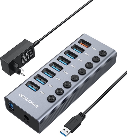 Picture of HUB USB Graugear Graugear 7-Port USB-A 3.0 HUB + 1x Ladeport