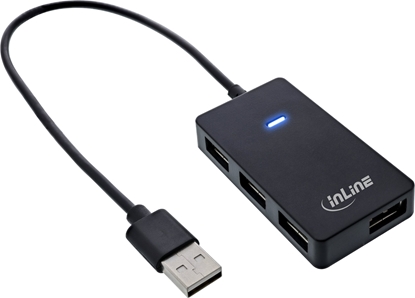 Attēls no HUB USB InLine InLine® USB 2.0 4-Port Hub, Type-A male to 4x Type-A female, black, 30cm