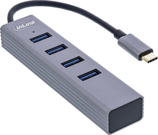 Изображение HUB USB InLine InLine® USB 3.2 Gen.1 Type C hub (4x USB-A 5Gbps), OTG, metal case