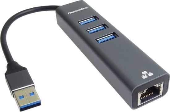 Picture of HUB USB PremiumCord PREMIUMCORD Adaptér USB3.0 - LAN RJ45 ETHERNET 10/100/1000 MBIT + 3x USB3.0 port