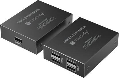 Attēls no HUB USB Techly Extender / HUB 4-Portowy USB 2.0 Cat6 do 150m