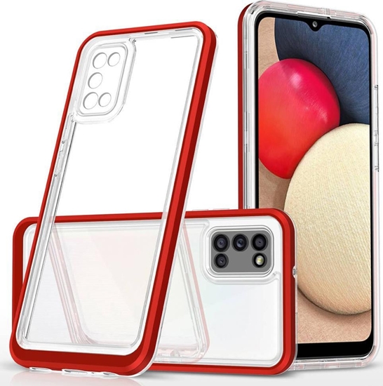 Picture of Hurtel Clear 3in1 etui do Samsung Galaxy A03s (166) elowy pokrowiec z ramk czerwony